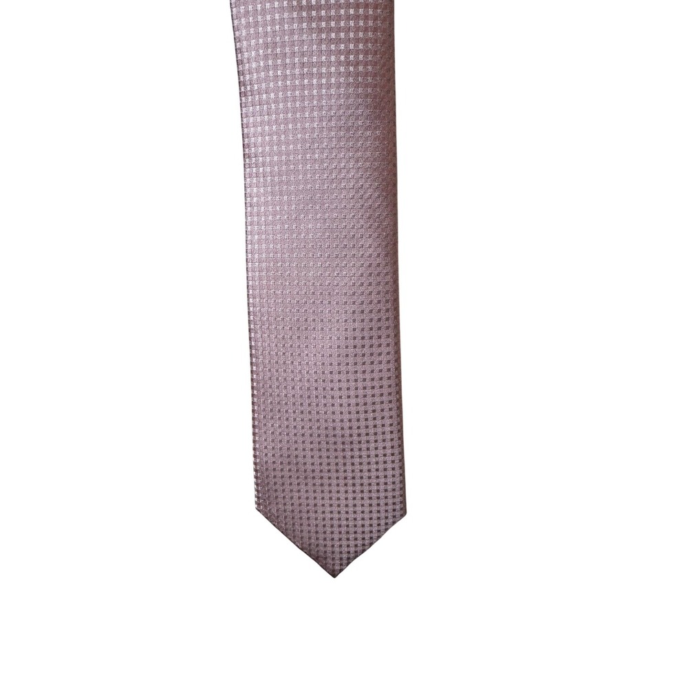 The Tie Bar Tie Mens One Size Pink Check Woven Classic Necktie Stain Resistant